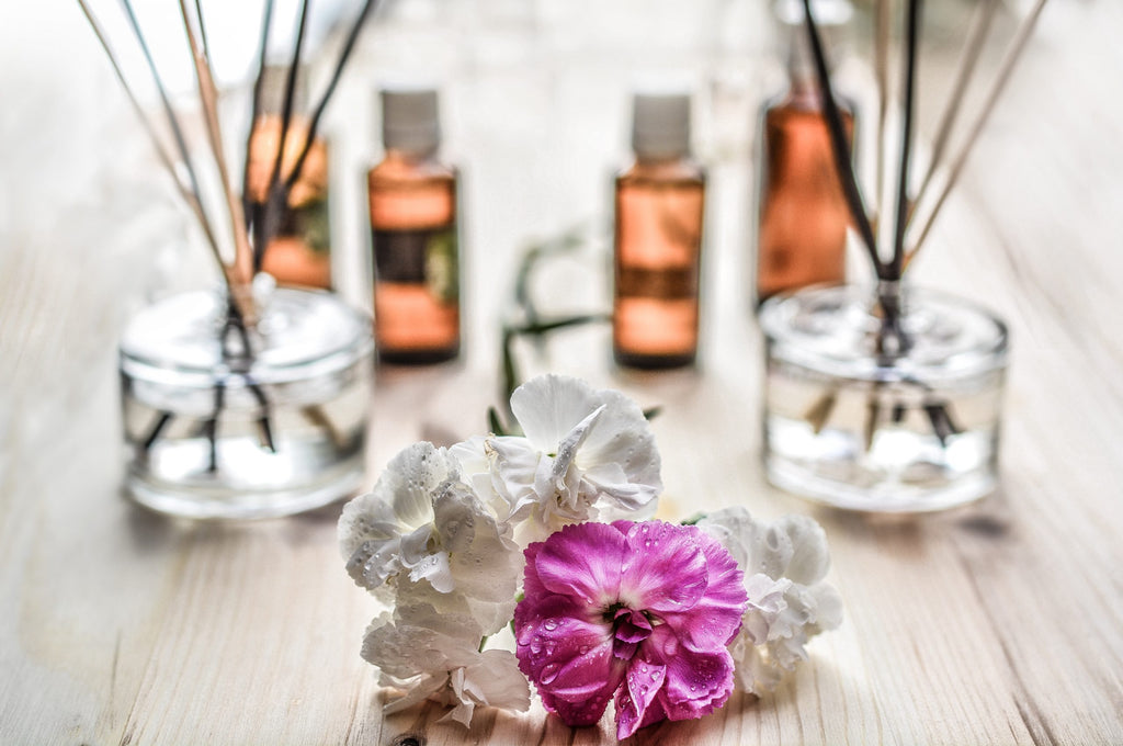 essential oil and flowers
